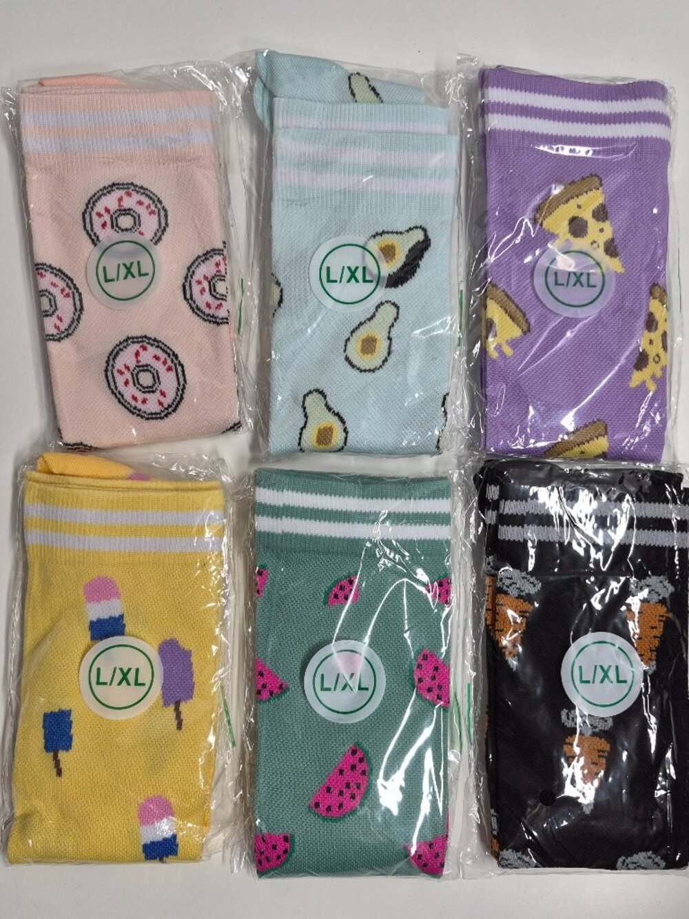 NWT 6 Pair Colourful Novelty Compression Socks L/XL
